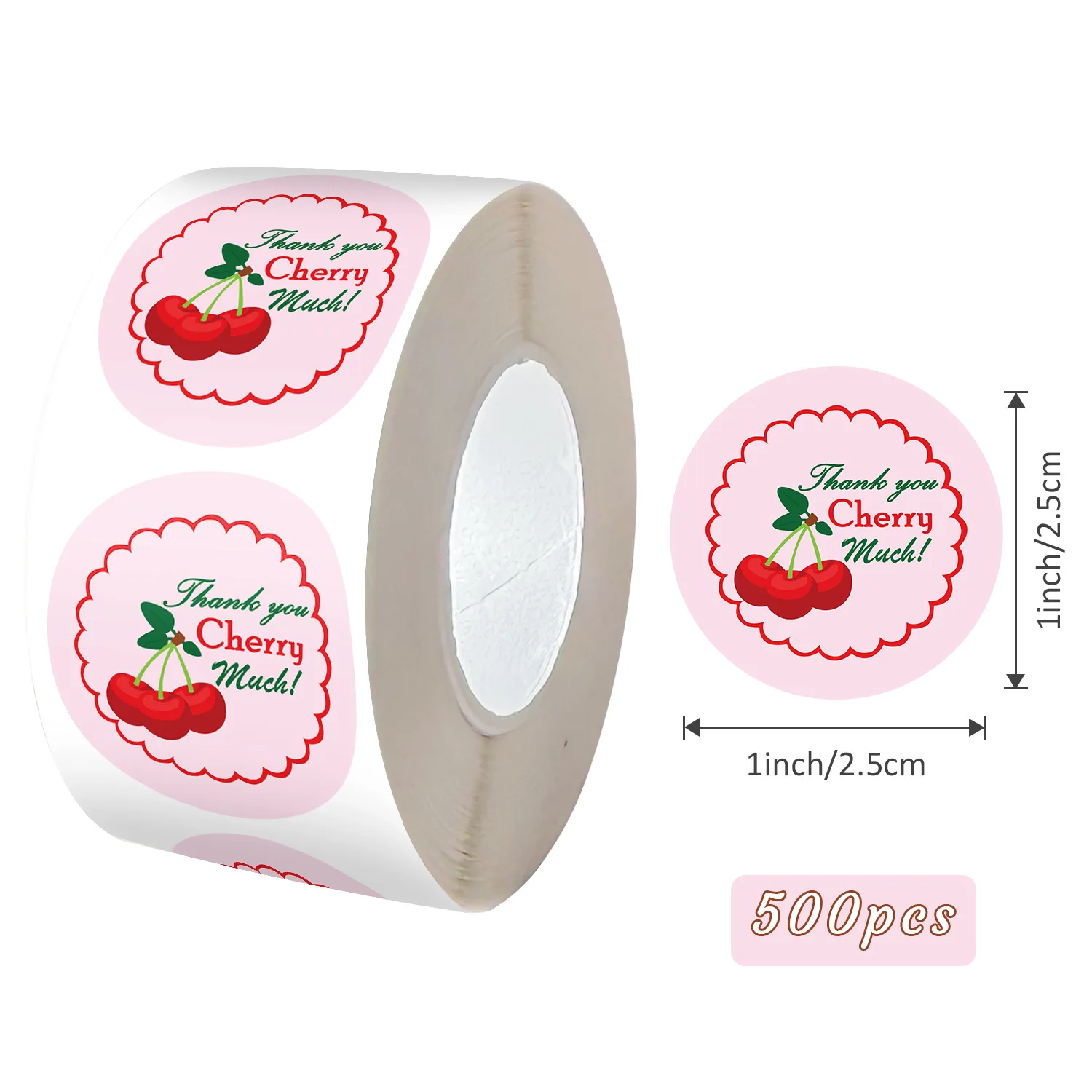 500pcs Thank You Cherry Much Stickers,1 Inch Sweet Cherries Birthday Party Favors Labels,Decoration Stickers for Envelope Cookie