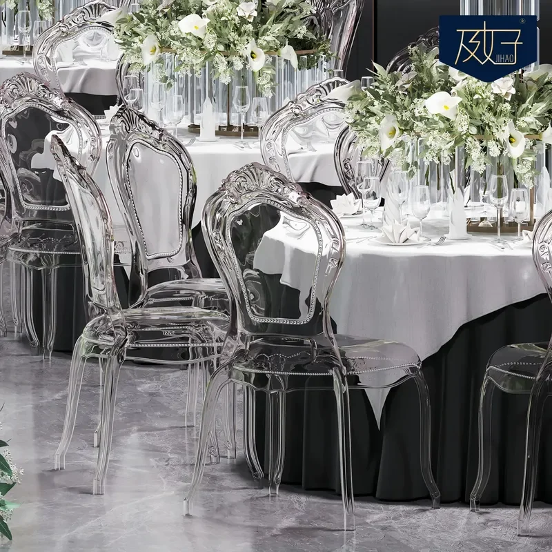 Transparent Acrylic Crystal Chair For Hotel Wedding Banquet Dining Outdoor Napoleon Style Clear Plastic Ghost Seat