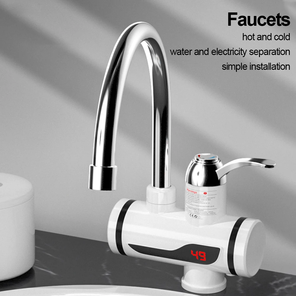 

Electric Hot Cold Mixer Tap 3000W Instant Heating Faucet 360 Degree Rotation Tankless Water Heater Digital for Kitchen Bathroom