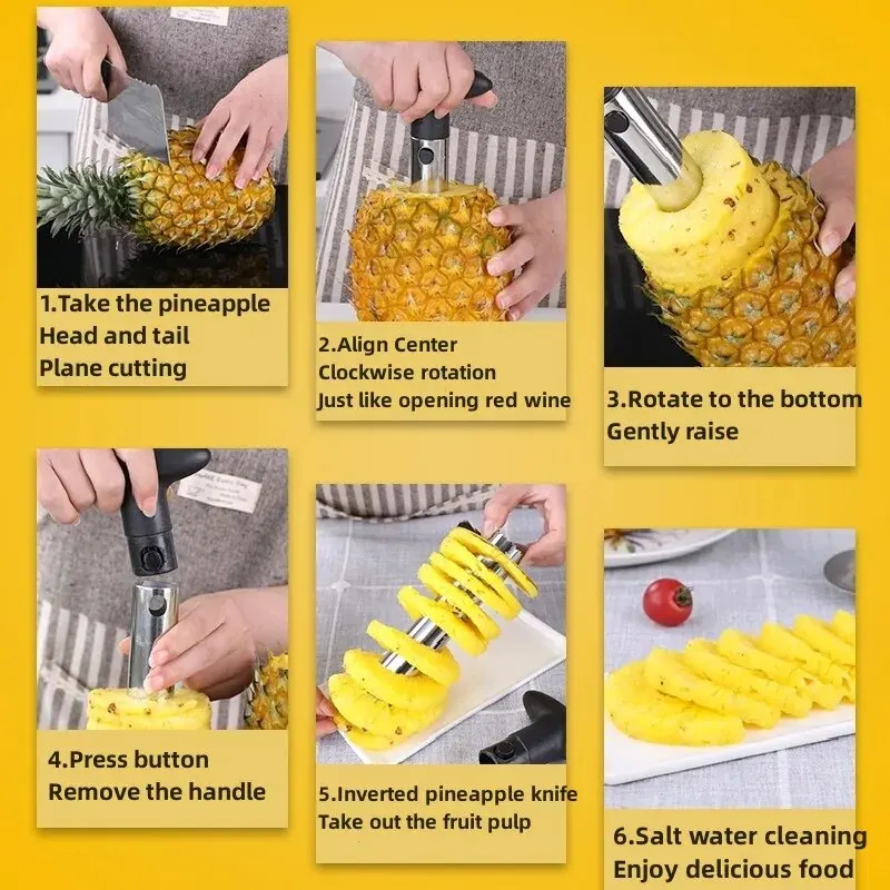 1 stücke Ananas Slicer Schäler Schäler Edelstahl Obst Werkzeuge Kochen Werkzeuge Küche Zubehör Küche Gadgets – Detail 5