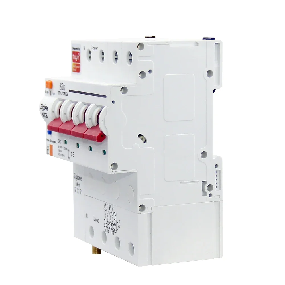 Zigbee 4P 80A Din Rail Smart Circuit Breaker Timer Switch Module Smart Life App Voice Control for Alexa Google Home