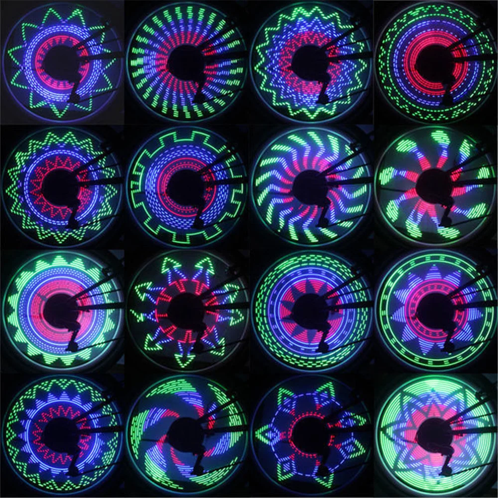 Bike Wheel Light Waterproof Bicycle Spoke Light Safety Tire Light 30 Different Patterns Change Without Battery Bike Accessories