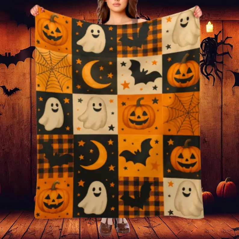Halloween Flannel Throw Blanket for Bedroom-30