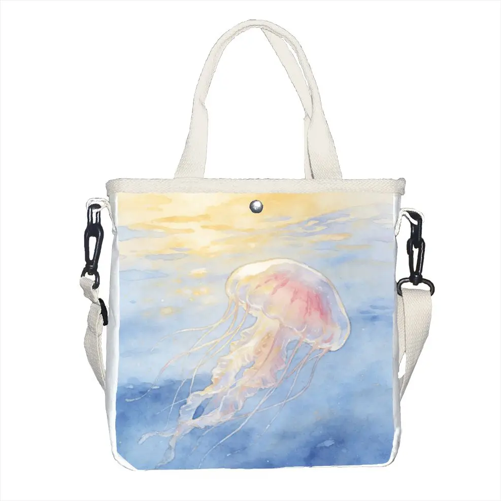 

For Women Aesthetic Jellyfish Print Shoulder Bag Lightweight with Strap