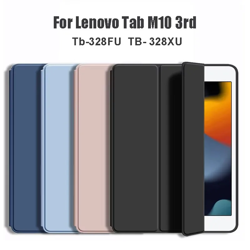 Capa Traseira de Silicone Líquido Macio para Lenovo Tab M10 3ª Geração 3 10.1 TB328FU TB328XU TB-605/505 Capa de Couro com Suporte para Tablet