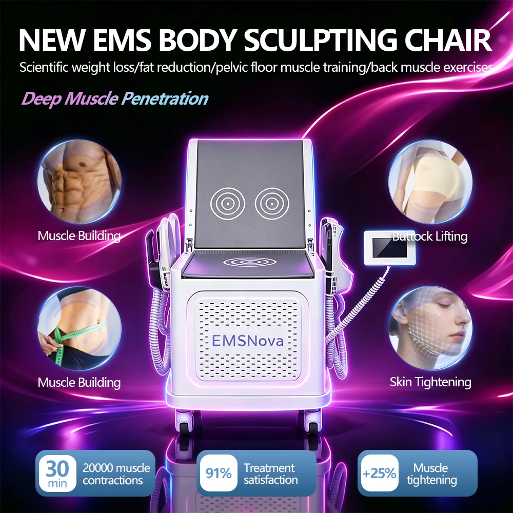 Multi Handle Electromagnetic Body Sculpting Machine With Pelvic Floor Chair Muscle Stimulator Fat Burning Postpartum Repair Salo