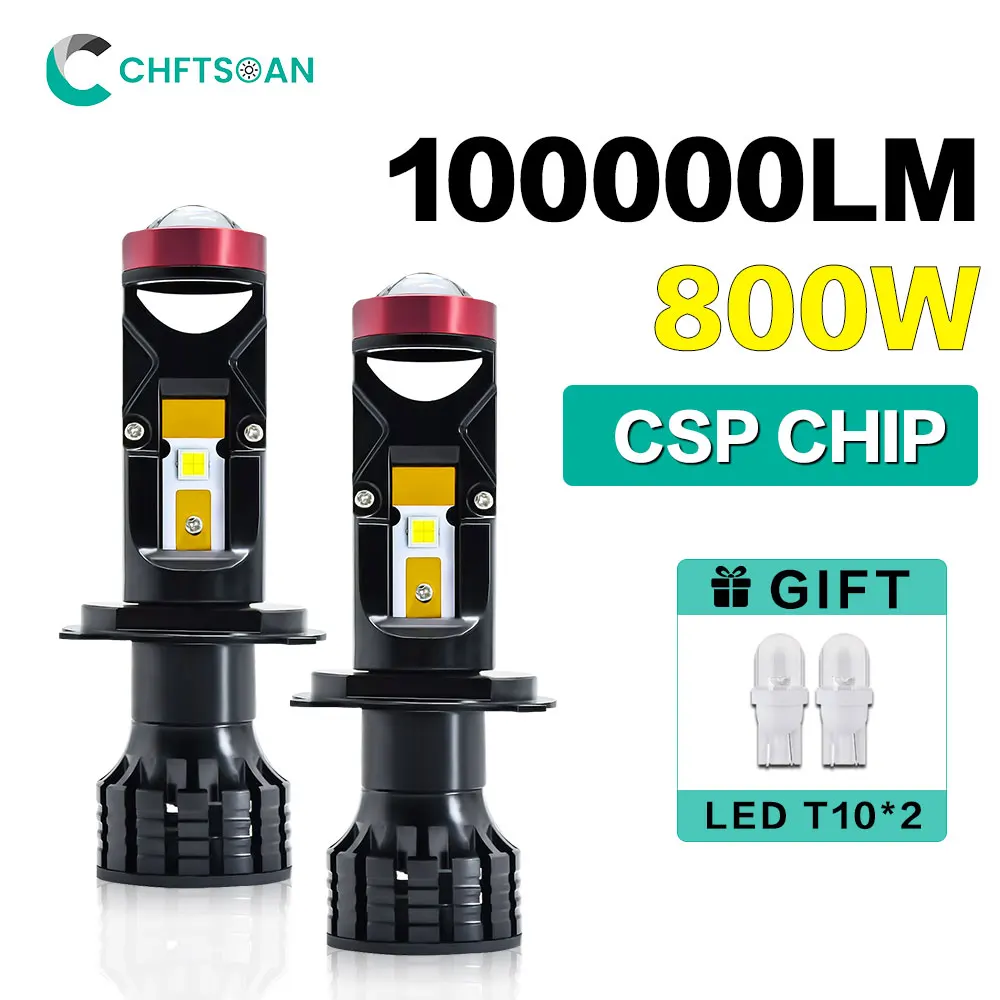 

Chftsoan H4 Led Headlight Projector Lens Headlight 800W 100000LM Canbus Bulb High Power Headlamp 6000K Auto Turbo Fog Light 32V