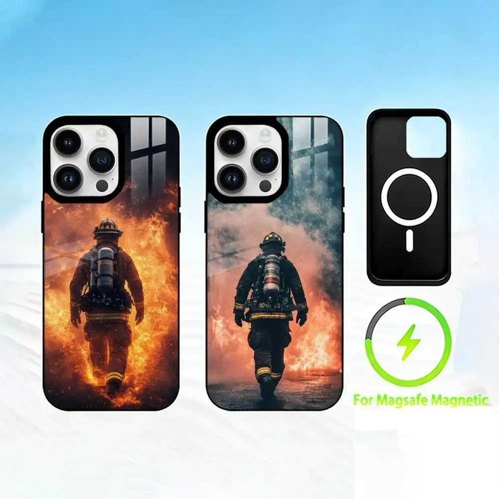 

Чехол для телефона F-Firefighters для iPhone 17 16 15 14 13 12 Pro Max Plus с зеркальным беспроводным магнитным покрытием