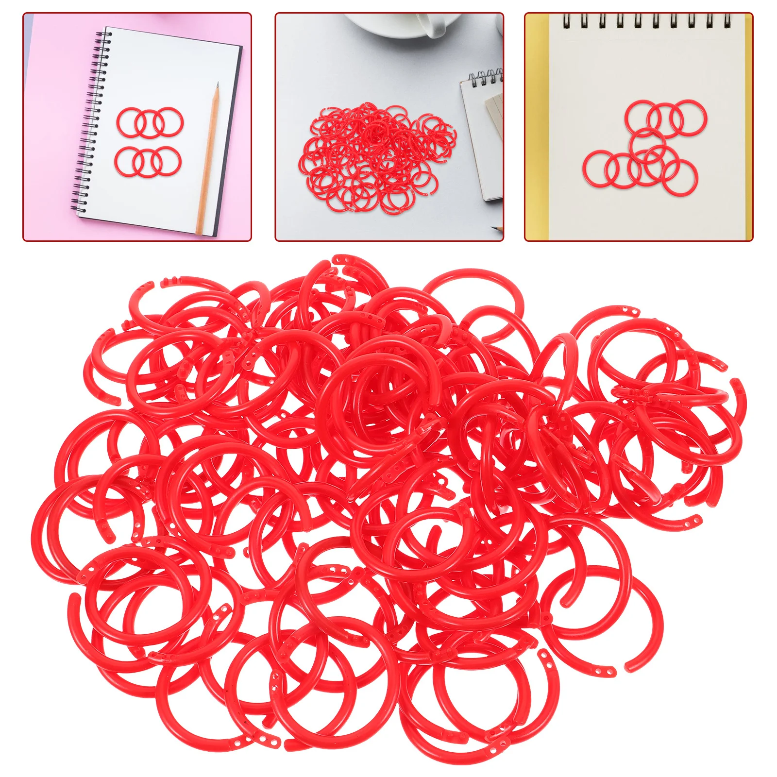 

100Pcs Loose Leaf Binder Rings Plastic Ring Clips for DIY Flash Cards Index Cards Name Tags Craft Projects Binding Supplies