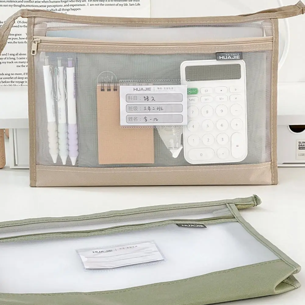 A4 Mesh Pouch tasca per documenti con cerniera cartelle per File con cerniera impermeabile forniture per ufficio per la scuola astuccio per matite borse per il trucco cosmetico