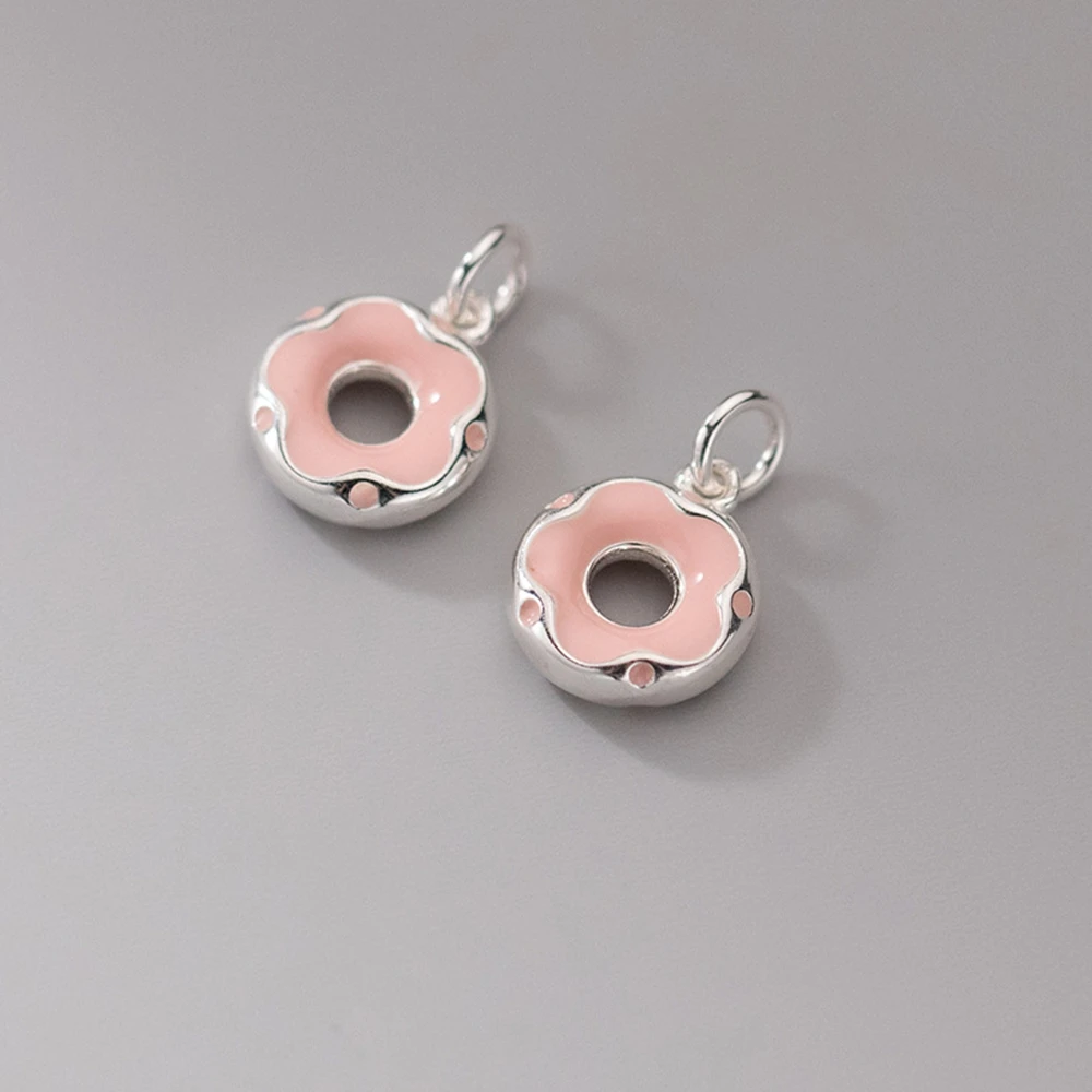 

925 Silver Charms Doughnut Pendant Charms DIY Pendant Necklace Accessries Jewelry Silver Round Colorful