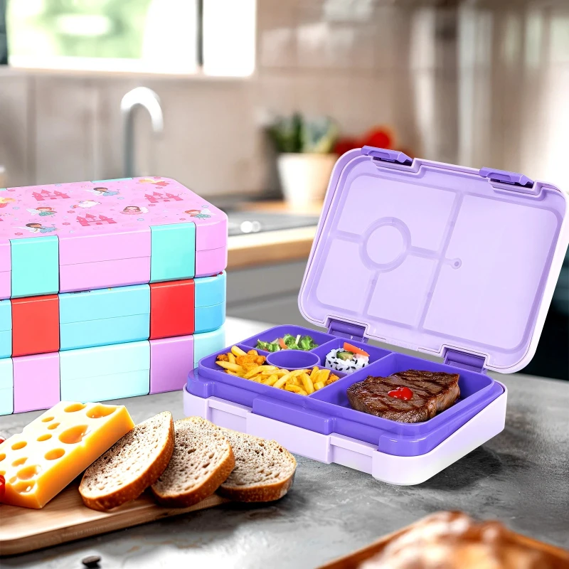 Cartoon Christmas Printed Lunch Box Microwavable Bento Box Interlayer Leakproof Storage Box Hermetic Containers Students gift