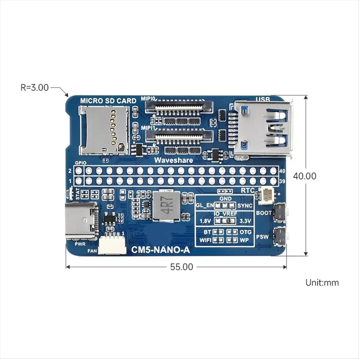 TCE For CM5 Mini Base IO Board NANO A Development for Compute Module 5 for CM5-NANO-A