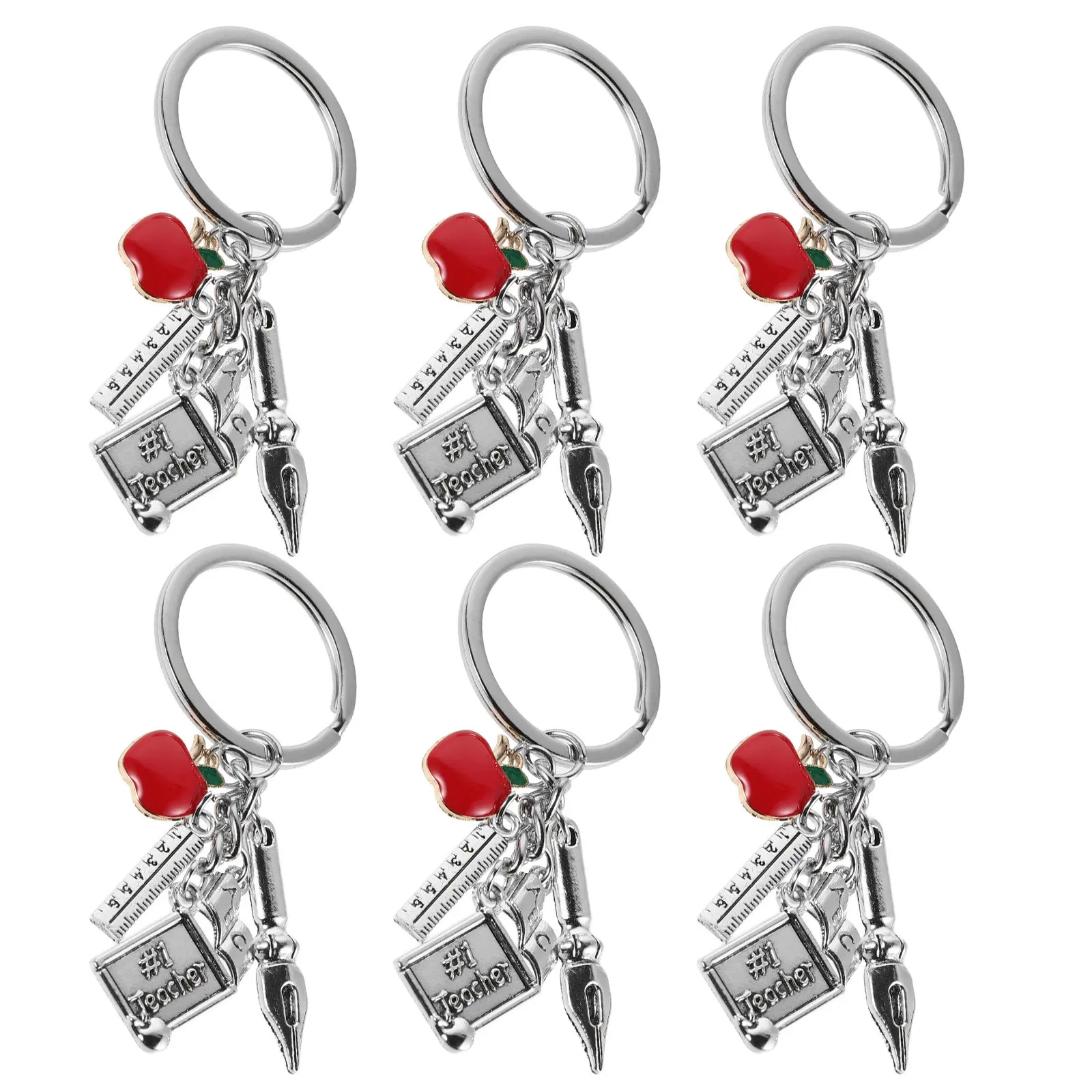 6Pcs Back to School Key Chains Novelty Student Classroom Prizes Teacher Appreciation Bulk Graduation Gifts School Opening