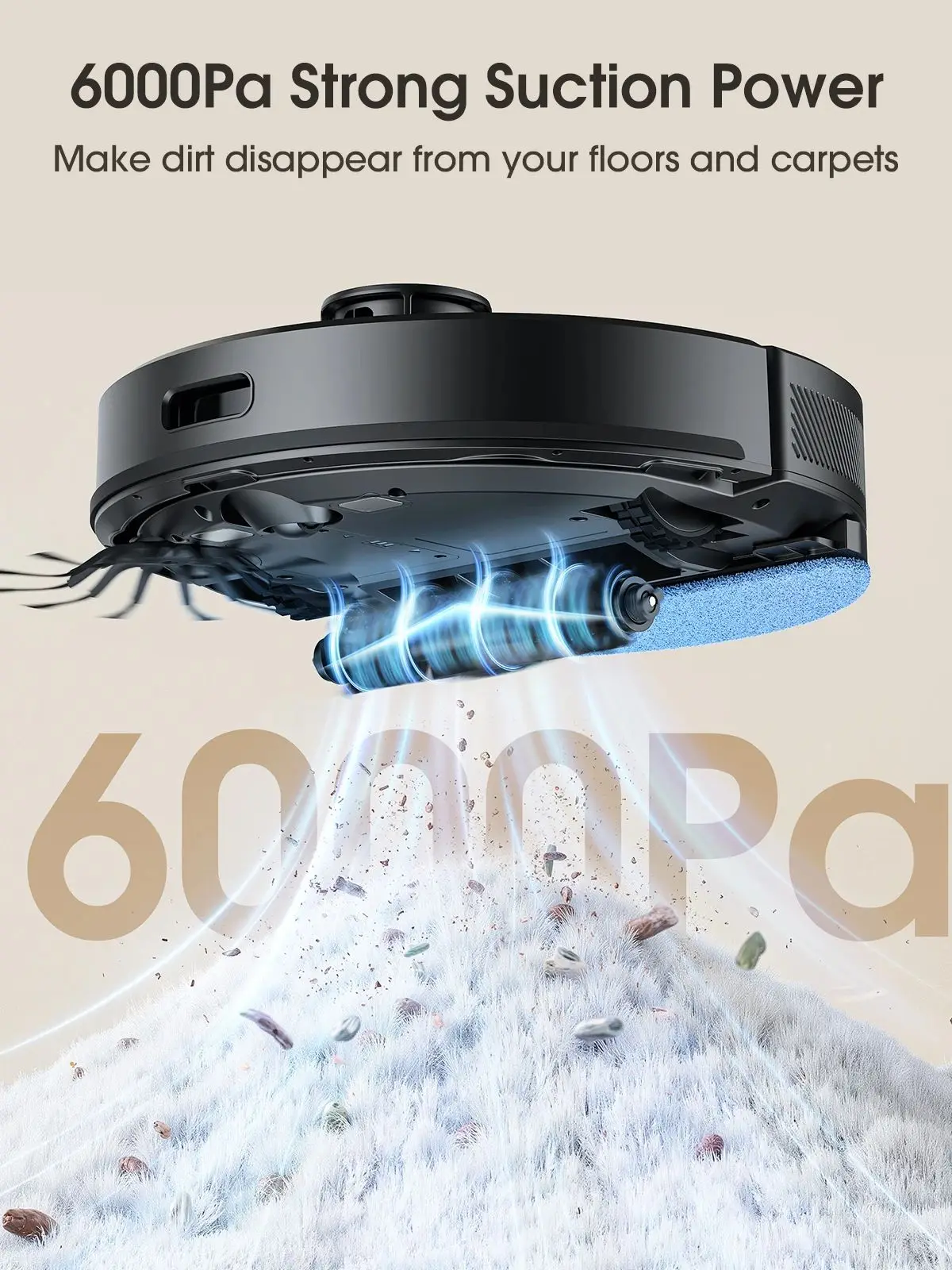 Lubluelu L20 Ultra Roboter-Staubsauger, 6000 Pa Saugleistung für Tierhaare/Teppiche, LiDAR-Navigation, selbstaufladend, 120 Min., 34 Keine Zonen