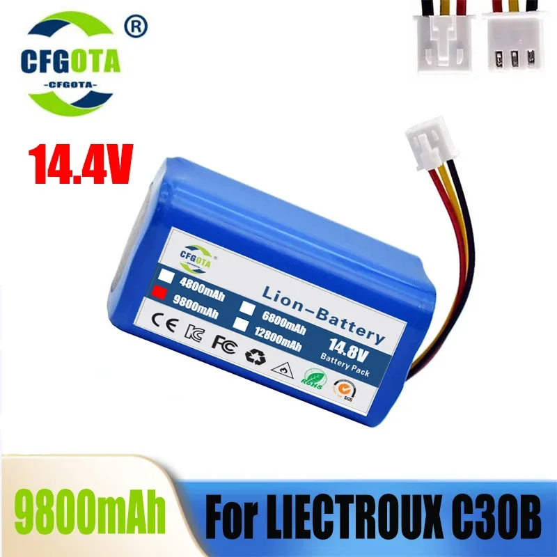 Bateria Original de Alta Capacidade para LIECTROUX Robot Aspirador De Pó, 12800mAh, Célula De Lítio, 1Pc por Pacote, C30B