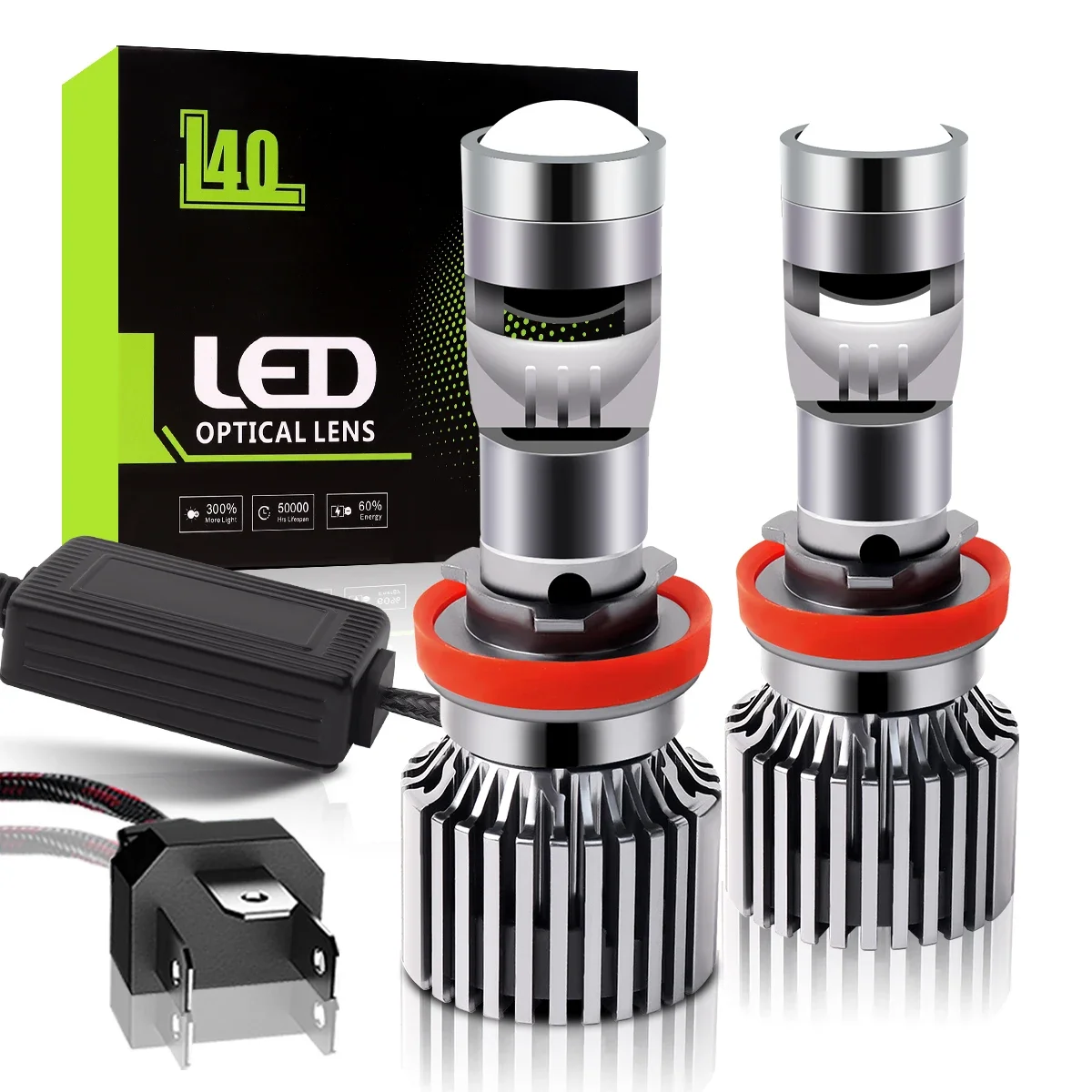 

Car H8 H9 H11 LED Headlight Fog Light Bulbs 100W 30000LM 3570-55mil Chips Hi Lo Automobiles HB2 9003 H4 Bi LED Projector Lens