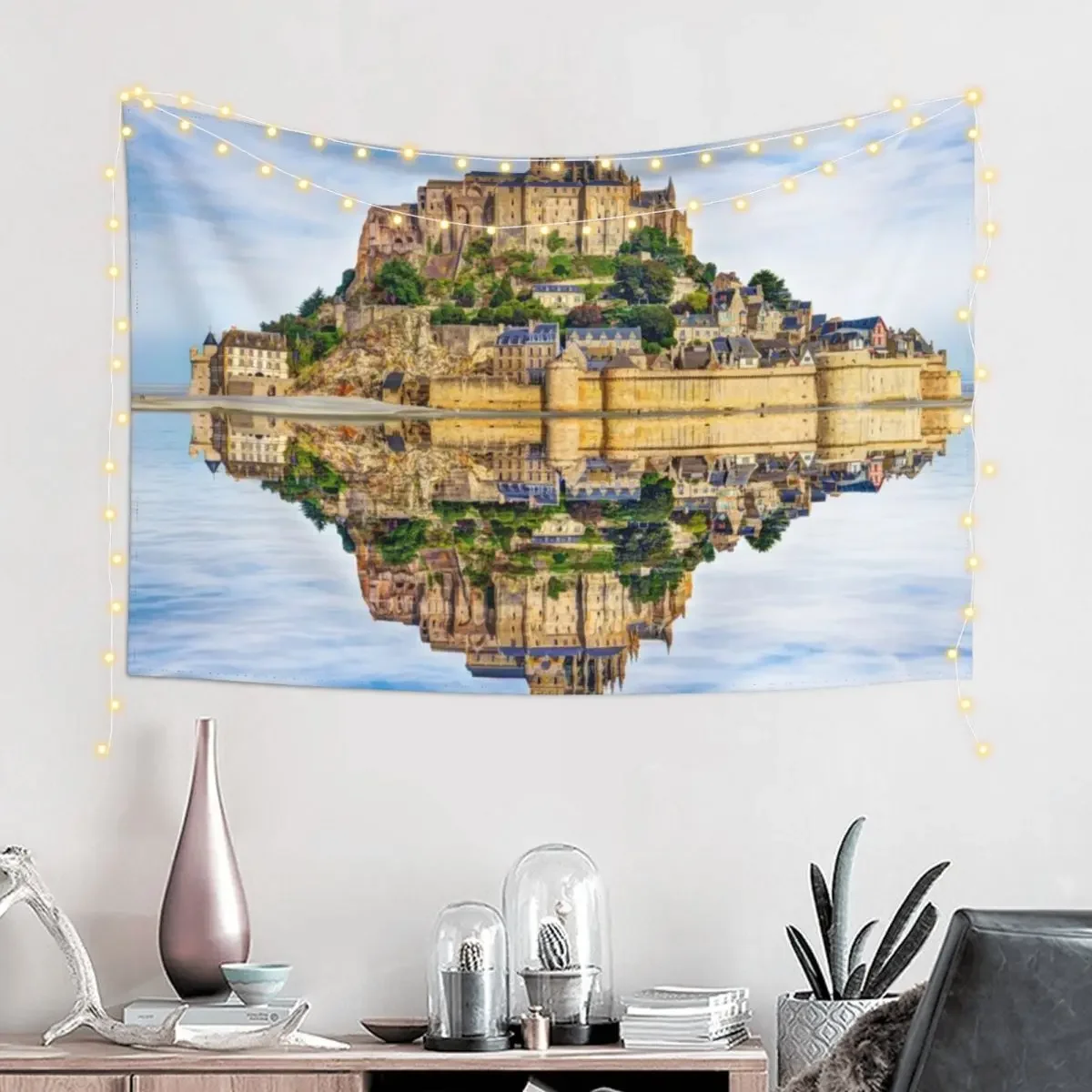 Mont Saint Michel Reflection Tapestry Wall Decor Aesthetics For Room Home Decorators Tapestry