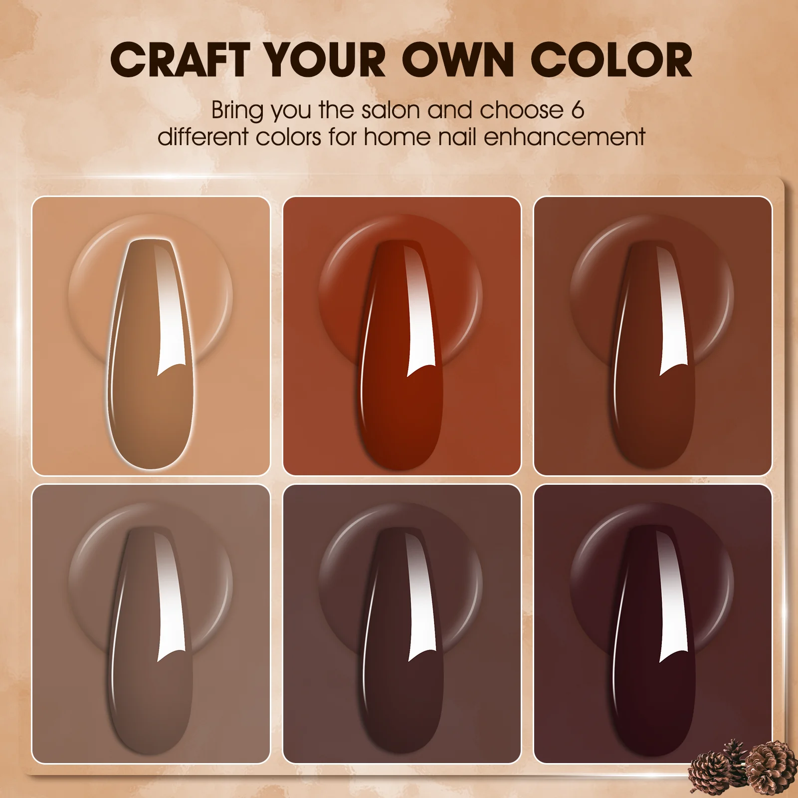 28g/maceta de polvo de inmersión acrílico, sistema de polvo de inmersión de colores de café marrón de invierno como esmalte de uñas en Gel, efecto de salón de manicura DIY