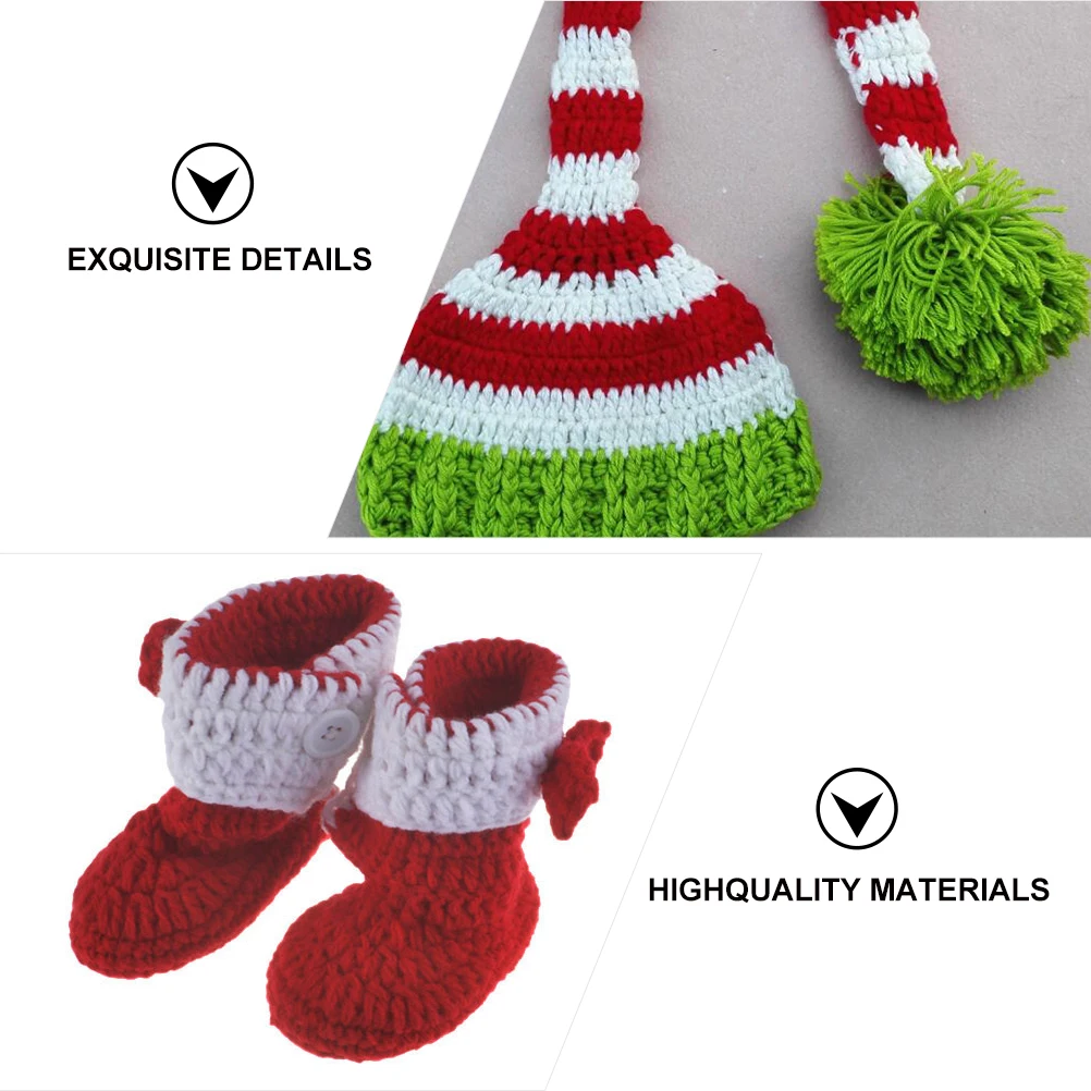 

Christmas Photography Baby Photography Clothing Baby Outfits Costumes Yarn Infant Hats Socks Set H made Props Gifts Christmas