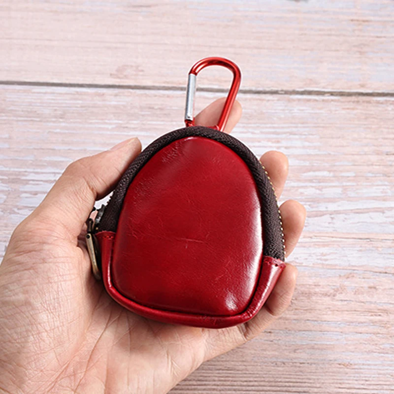 Real Leather Coin Purse High Quality Men Women Small Leather Change Bag Multifunctional Zip Headphone Key Wallet with a Keychain