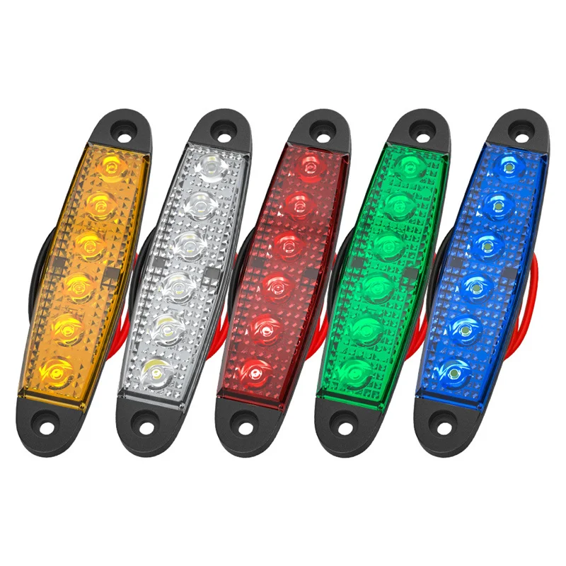 Universal 1PCS 6LED Car Side Marker Light 12/24V 600LM High Brightness Warning Signal Lamp Auto Led Lights Brake Rear Tail Lamp