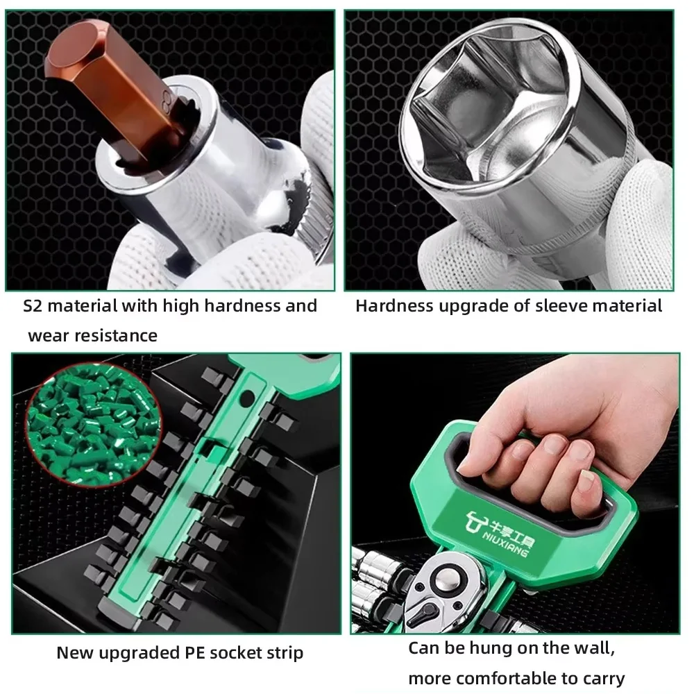 Diy Werkzeug Schraubenschlüssel Box Mechaniker 1/2 "Auto Buchse 1/4" 3/8 "Werkzeuge Reparatur Ratsche Set Hand Garage werkstatt Automotive