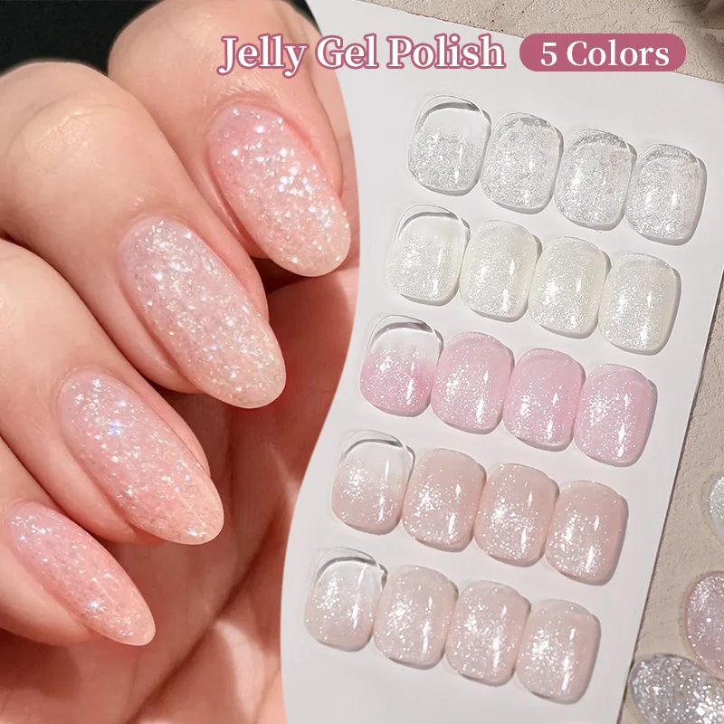 BORN PRETTY 10ml Dancing Flake Jelly Gel Polish Nail Supplies Vernis Semi Permanent Nail Art Manicure Soak Off LED UV Gel Nail
