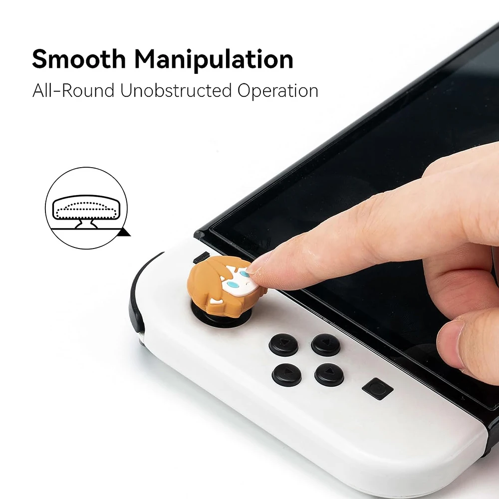 4 sztuki Cartoon silikonowe analogowe uchwyt na kciuk czapki kompatybilne z Nintendo Switch Oded/Switch Lite/Switch Joystick osłona ochronna