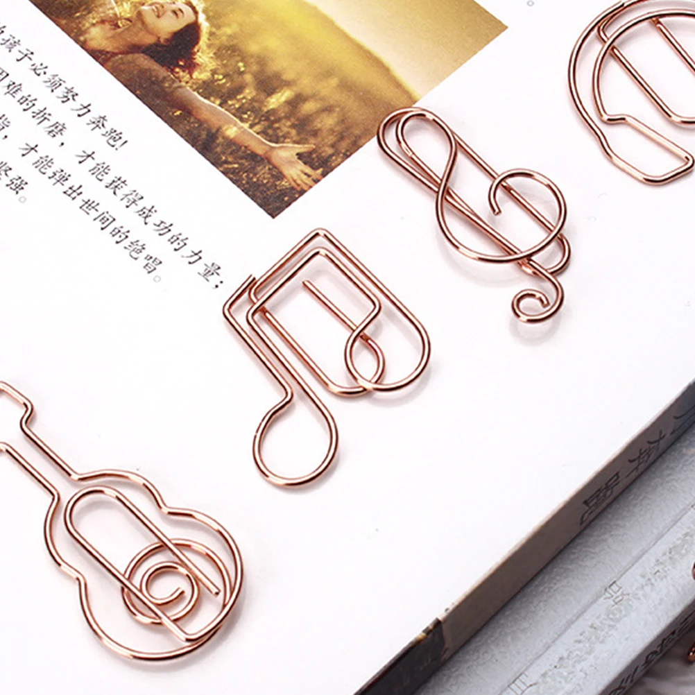 

12pcs Metal Music Note Paper Clips Golden Color Creative Sturdy Office Bookmark Accessories for Notes Photos Documents ganizing