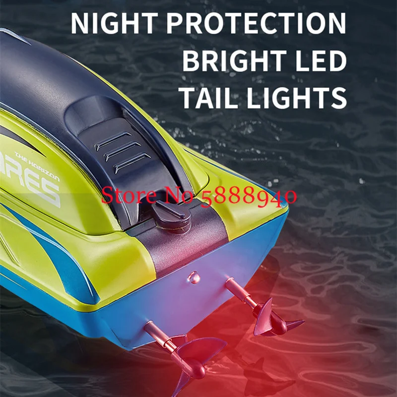 Smart Alarm High Speed Remote Control Speedboat Dual Motor Sealing Waterproof LED Lighting MINI Recharge RC Boat Kids Model Toy