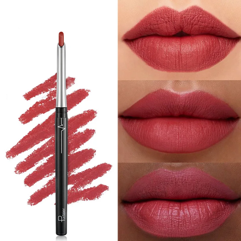 17 Colors Velvet Nude Lip Pencil  Waterproof Lip Liner Pencil Matte Lipstick Long Lasting Makeup Non-stick Cup Lip Cosmetic