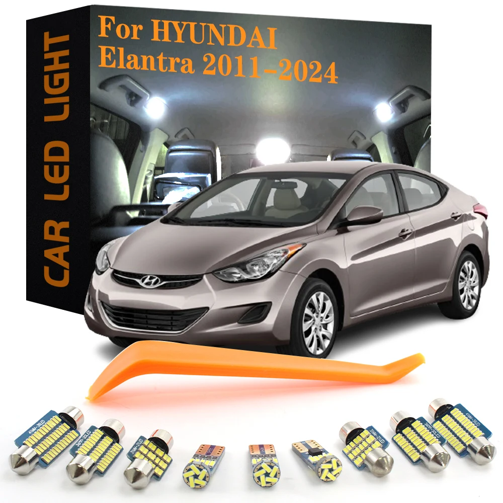 12pcs Canbus Car Accessories LED Interior Lights For Hyundai Elantra 2011 2012 2013 2014 2015-2024 No Error Auto Lamps Bulb Kit