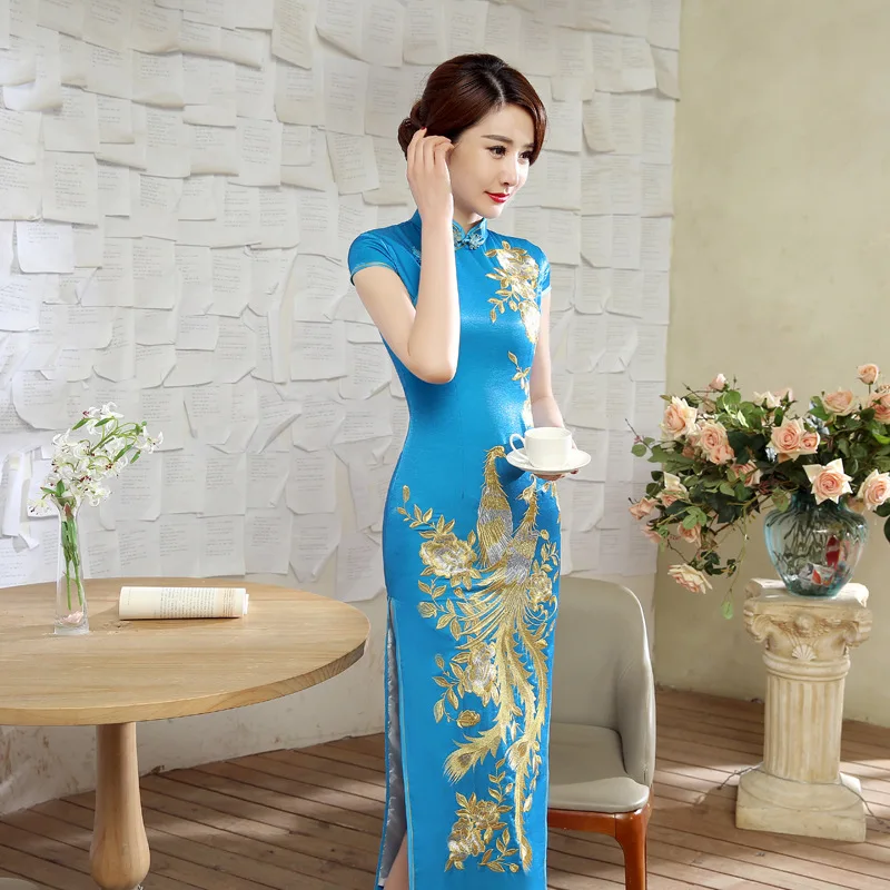 

Новое длинное женское платье Cheongsam, улучшенное темпераментное платье-футляр