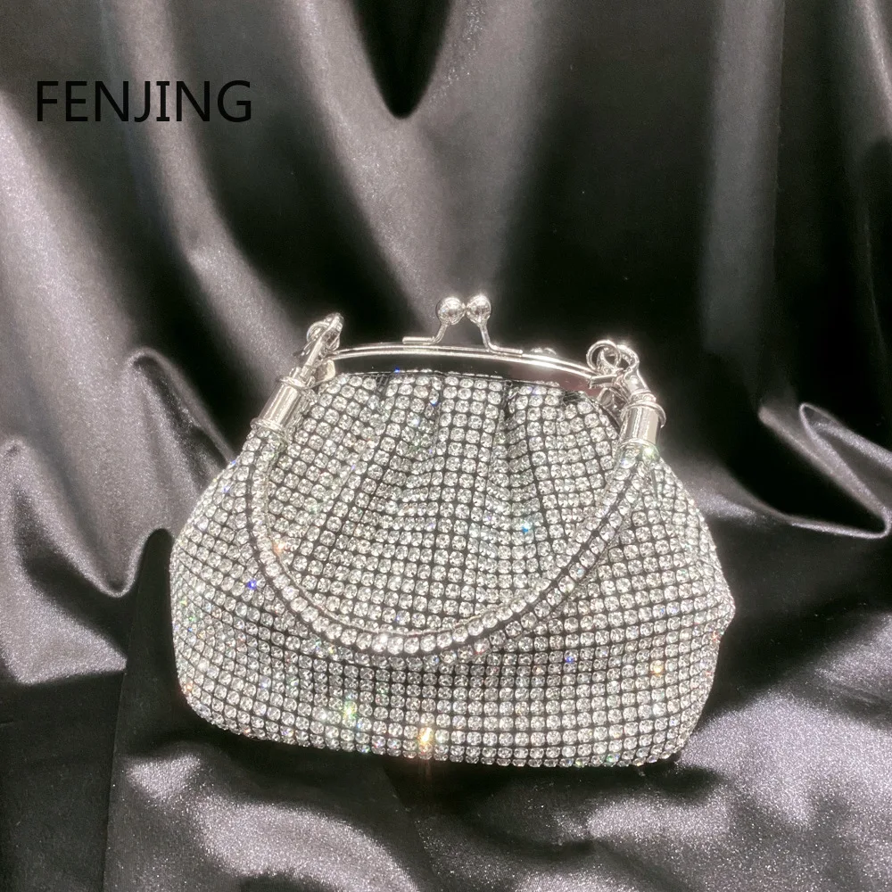 

Women Bags 2023 New Rhinestone Evening Bags Clutch Handmade Diamond Party Bag Shiny Handbag Luxury Chain Shoulder Crossbody Bags