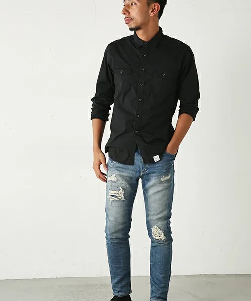 

Spring 2025 Men's Knitted Washed Ripped Needle Sewing Jeans Casual Straight Leg High Waist Long Pants Trendy Comfortable Fit