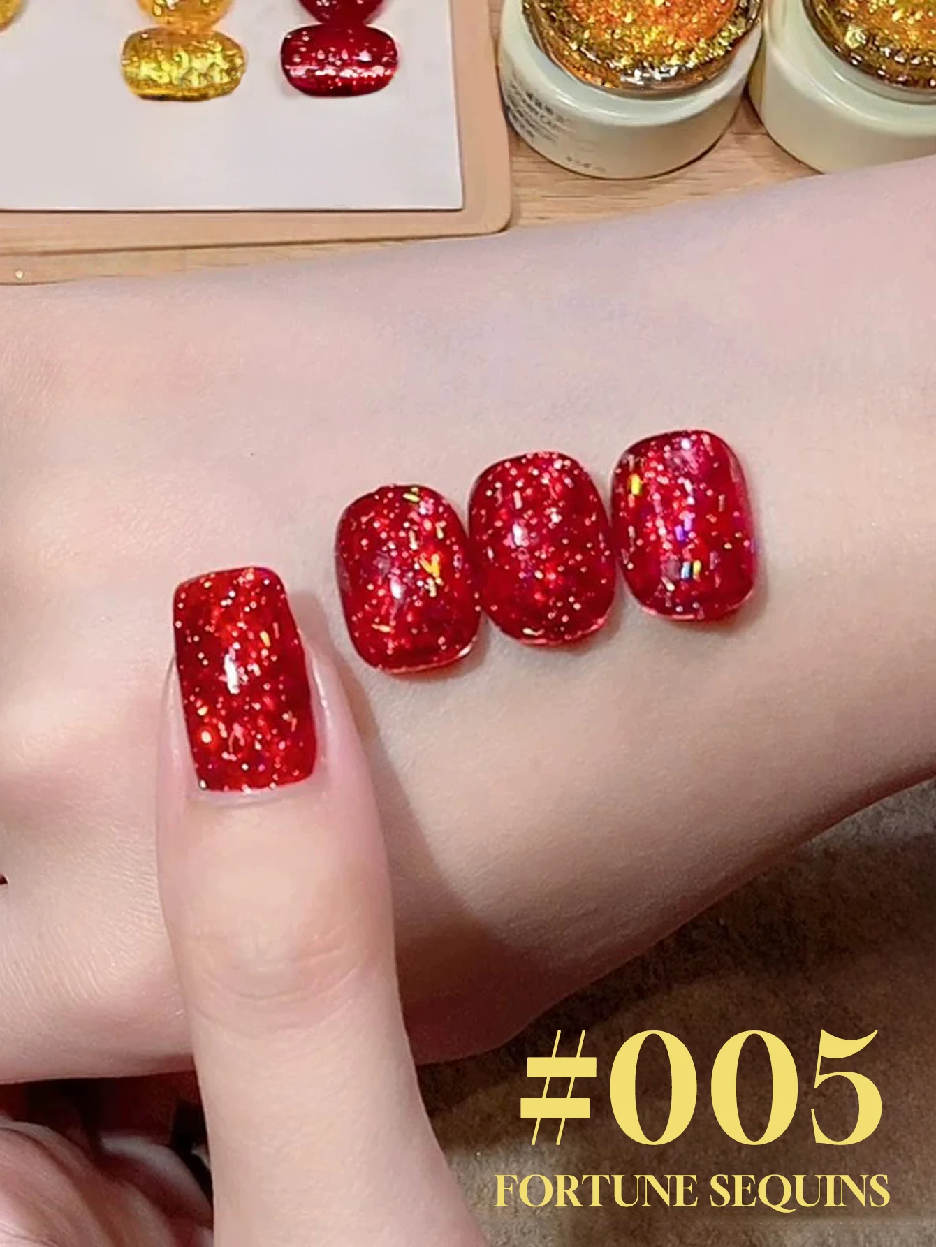 1-6 Stück 15 ml Herbst Nagel Glitzer Gold Glitzer Gel Nagellack UV LED Aushärtung Urlaub Damen Geschenk Nail Art Tägliches Zubehör DIY Set