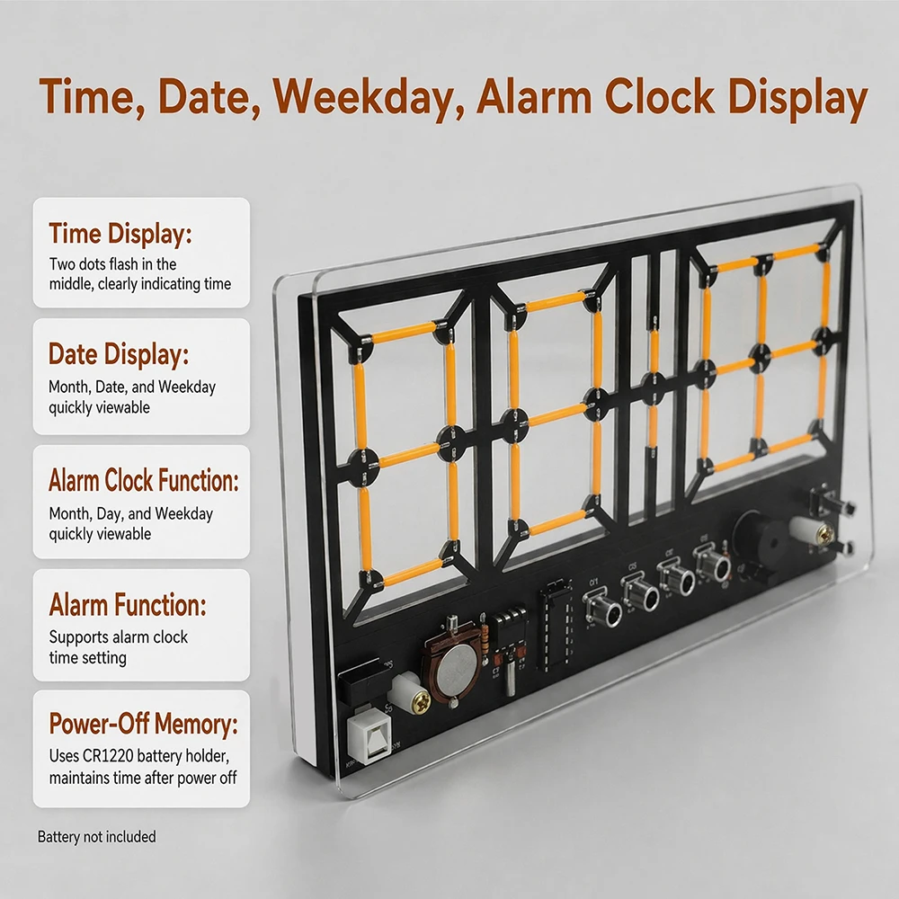 DIY Soldering Practice Kit 4-Bit Digital Alarm Clock Kit with Lighting Adjustment Welding Projects DIY Electronic Kits DC 5V