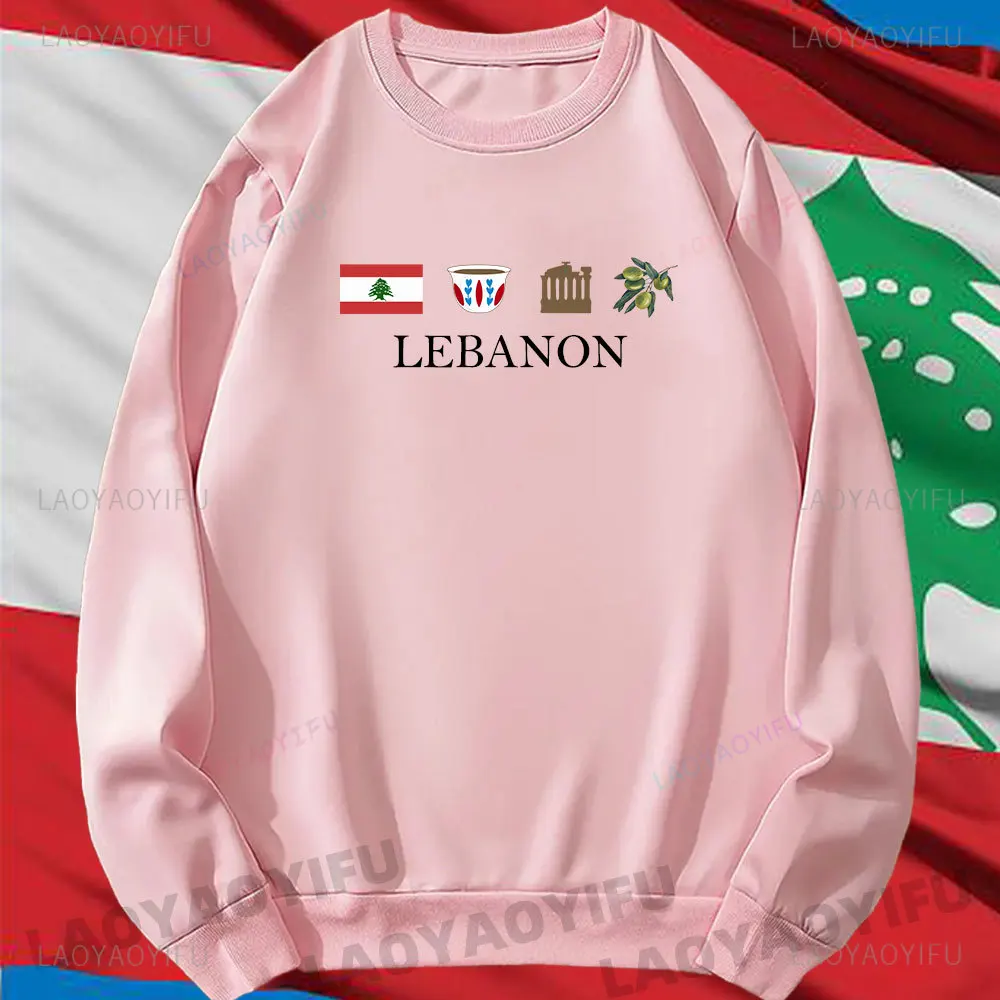 Sweatshirt Crewneck hangat Lebanon, pullover 26amp; Hoodie musim gugur, pakaian sweter modis kasual untuk pria wanita