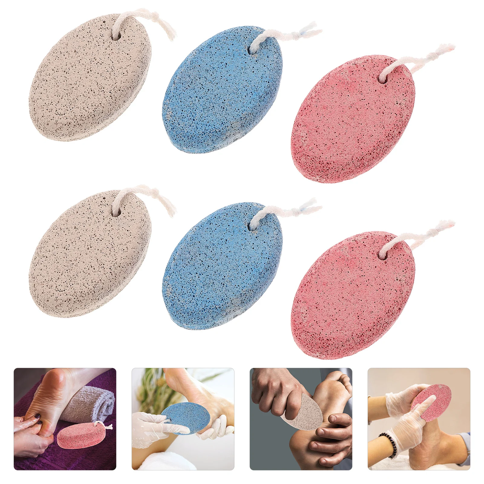 Dissolvant de callosités de pierres ponce, accessoire de soin des pieds, ensemble d'outils de pédicure, outil d'exfoliation de lime de pied, pierre ponce naturelle 6 pièces