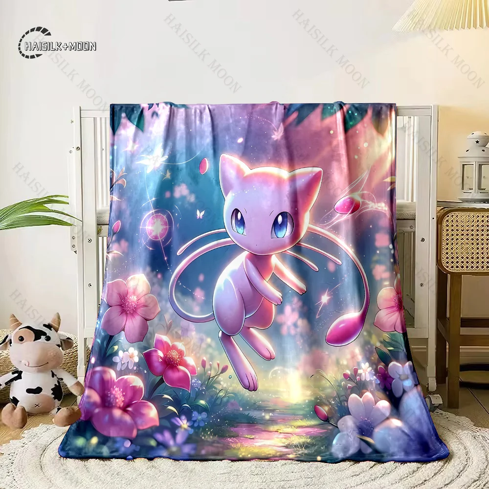 Pokemon Mew Printed Blanket Children Adult Blanket Soft and Warm Bedding for Bed Sofa Outdoor Travel Cover Blanket Cobertor