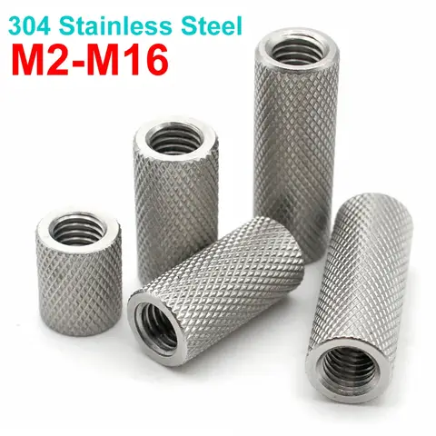 스테인리스 스틸 확장 원통형 플랫 헤드 널링 핸드 나사 너트, 메쉬 너트 조정 너트, M2 M2.5 M3 M4 M5 ~ M16 304, 1-10 개
