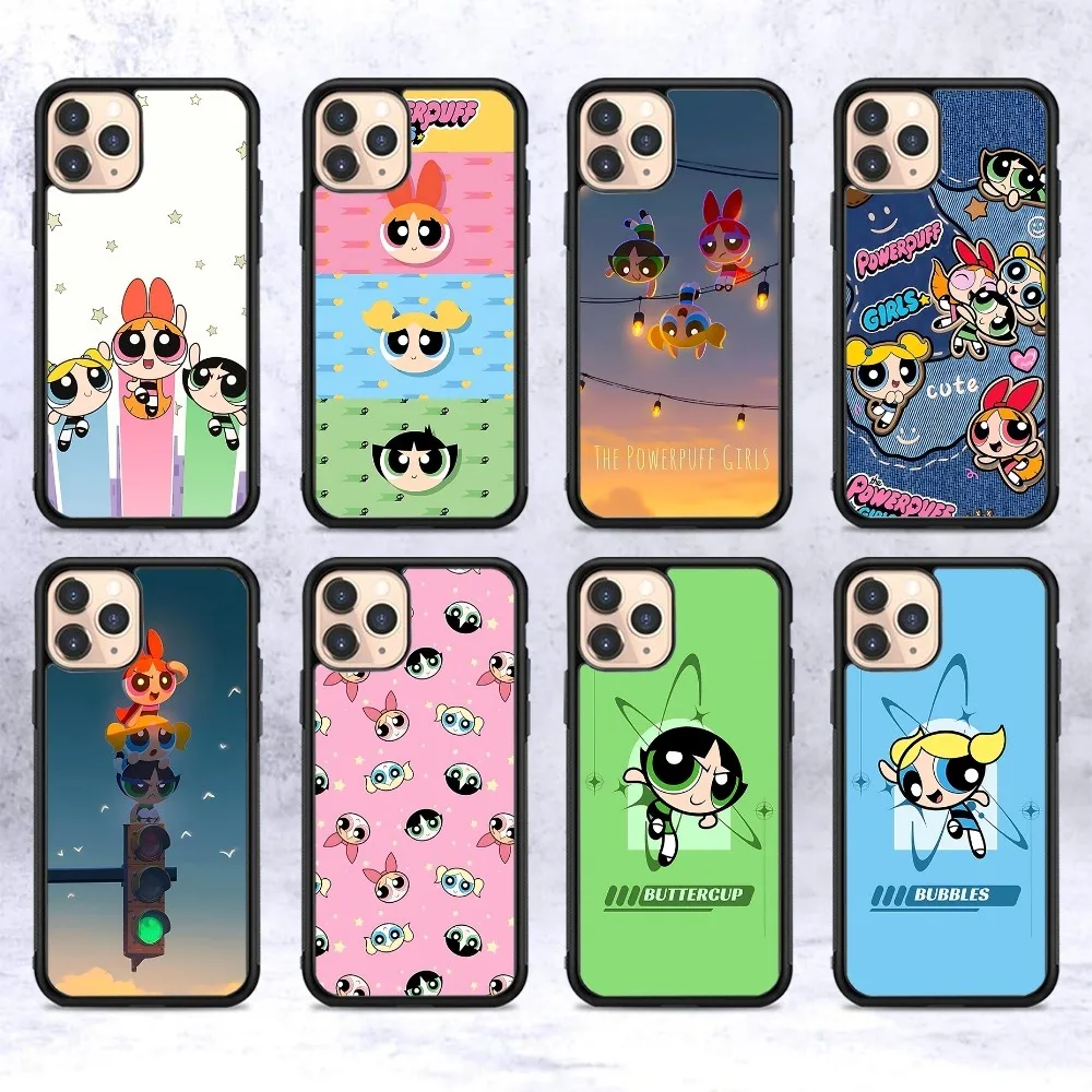 

Cute Cartoon Powerpuff Girls Mobile Phone Case Silicone PC+TPU For For IPhone 11 12 13 14 15 16 Plus Pro Max Cover