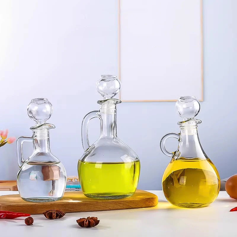 European-style 350ml Glass Oil Jug with Handle Oil Bottle Seasoning Bottle Household Olive Oil Bottle Kitchen Seasoning Tools