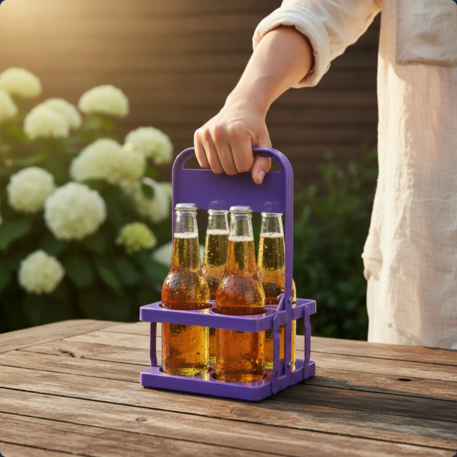 

4 Bottle Collapsible Beer Rack Foldable Plastic Beer Carrier Folding Bottle Carrier Easy to Stow Portable Beverage Holder