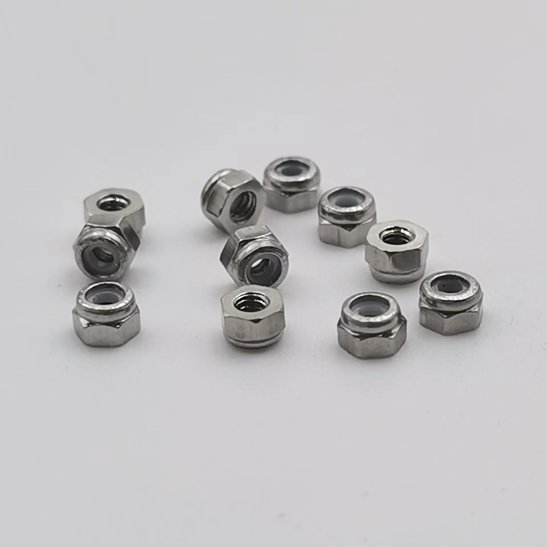 6 ชิ้น Fingerboard Locknuts พร้อม Nylon Self Lock Anti-loose Nuts สแตนเลส