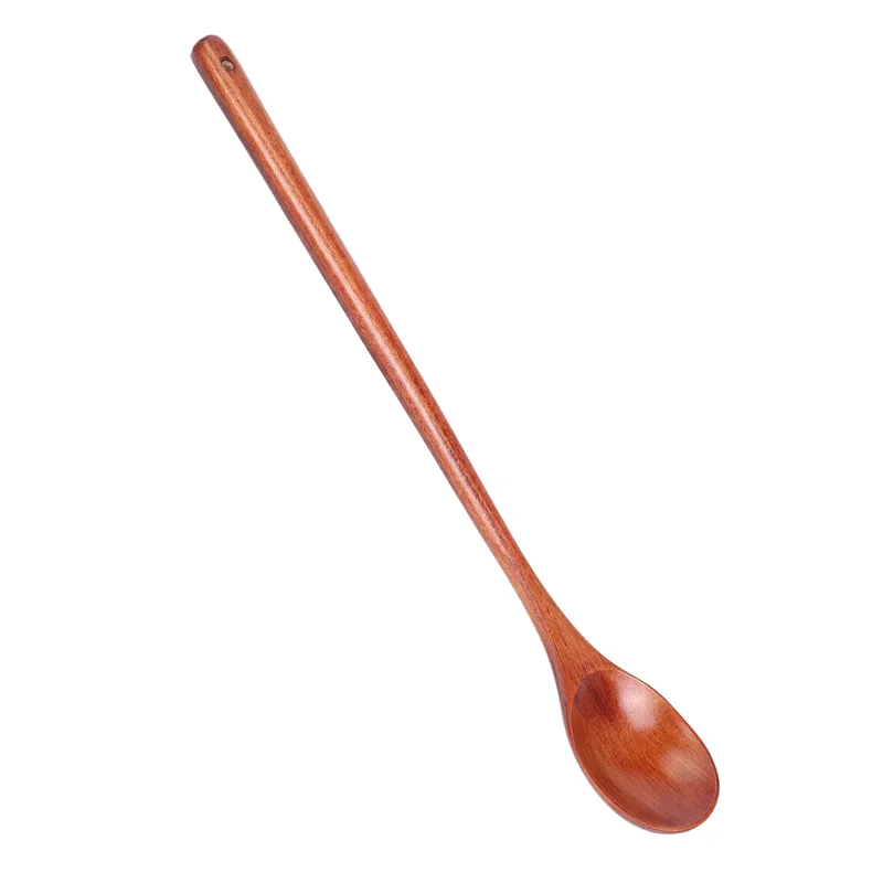 

B28C-36 Pieces Wooden Spoons Kitchen Serving Long Handle Soup Spoons Cooking Tasting Spoons For Eating Mixing Stirring