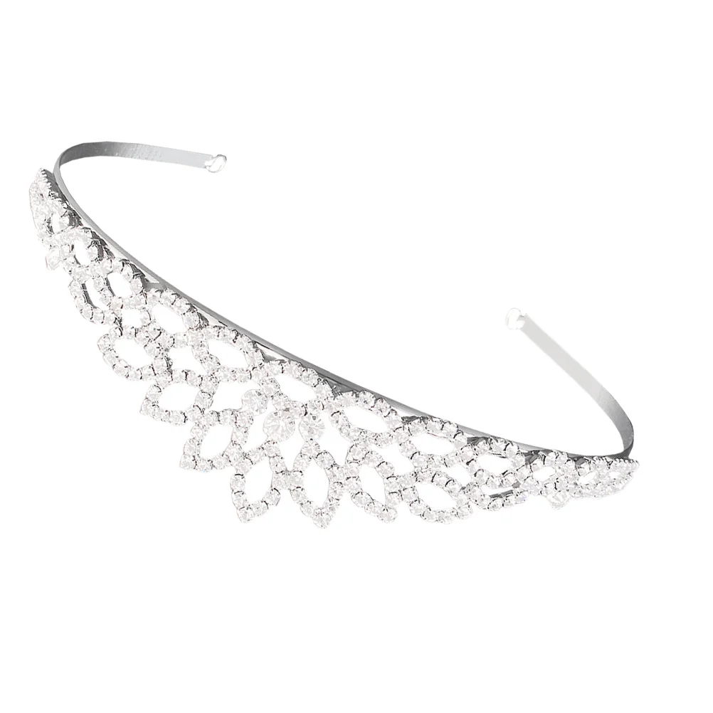 

Elegant Princess Crown Hollow Leaf Silver Hairband Wedding Bridal Headband Stylish Hair Hoop Party Use Wedding Headband