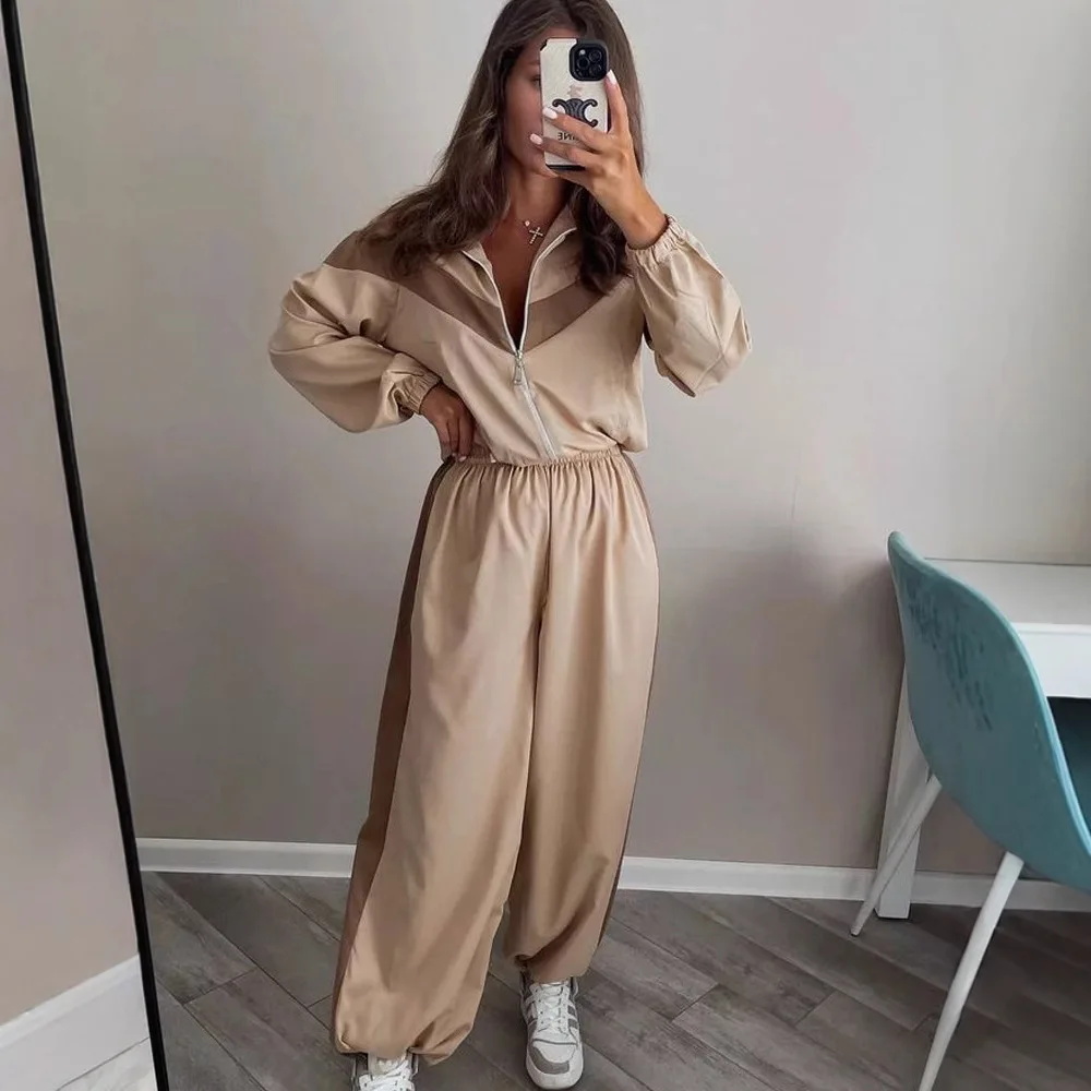 

Faionable Sportswear Women's Casual Two-Piece Set Long Pants Long Sve Zipper Closure Polyester Fabric Spring Autumn Wear