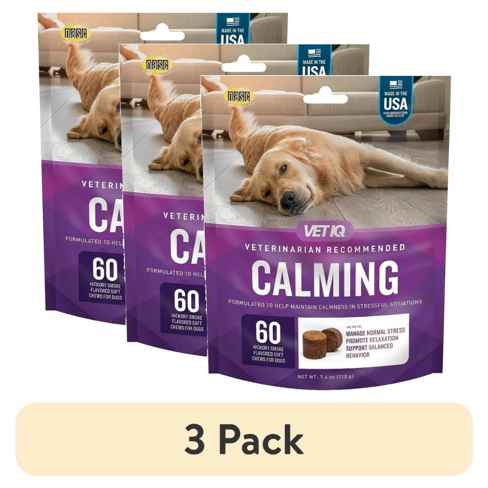 

(3 pack) Calming Supplements for Dogs, Hickory Smoke Flavored Soft Chew, 60 Count